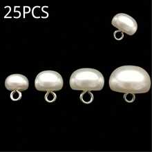 200/100/25pcs 10mm White Pearl Buttons – Round Mushroom Shape Decorative Sewing Buttons For DIY Craft, Clothing & Accessories - A - View 12