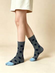 1/3 Pairs Fun Personalized Color-Block Large Polka Dot Breathable Split Toe Socks - Multicolor - View 5
