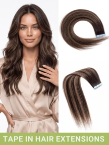 20pcs Tape In Hair Extensions Real Human Hair Extension For Salon Straight Human Hair Extensions Seamless Skin Weft Double Sided Tape Ins Hair Extension Invisible Tape In Hair Extensions - Multicolor - View 81