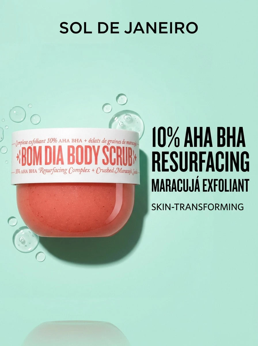 Sol de Janeiro Bom Dia Body Scrub 220 G – Body Scrub, Resurfacing, For Women, Black Amber Plum, 10% AHA, Suitable For Shower Routine - Good morning - View 1