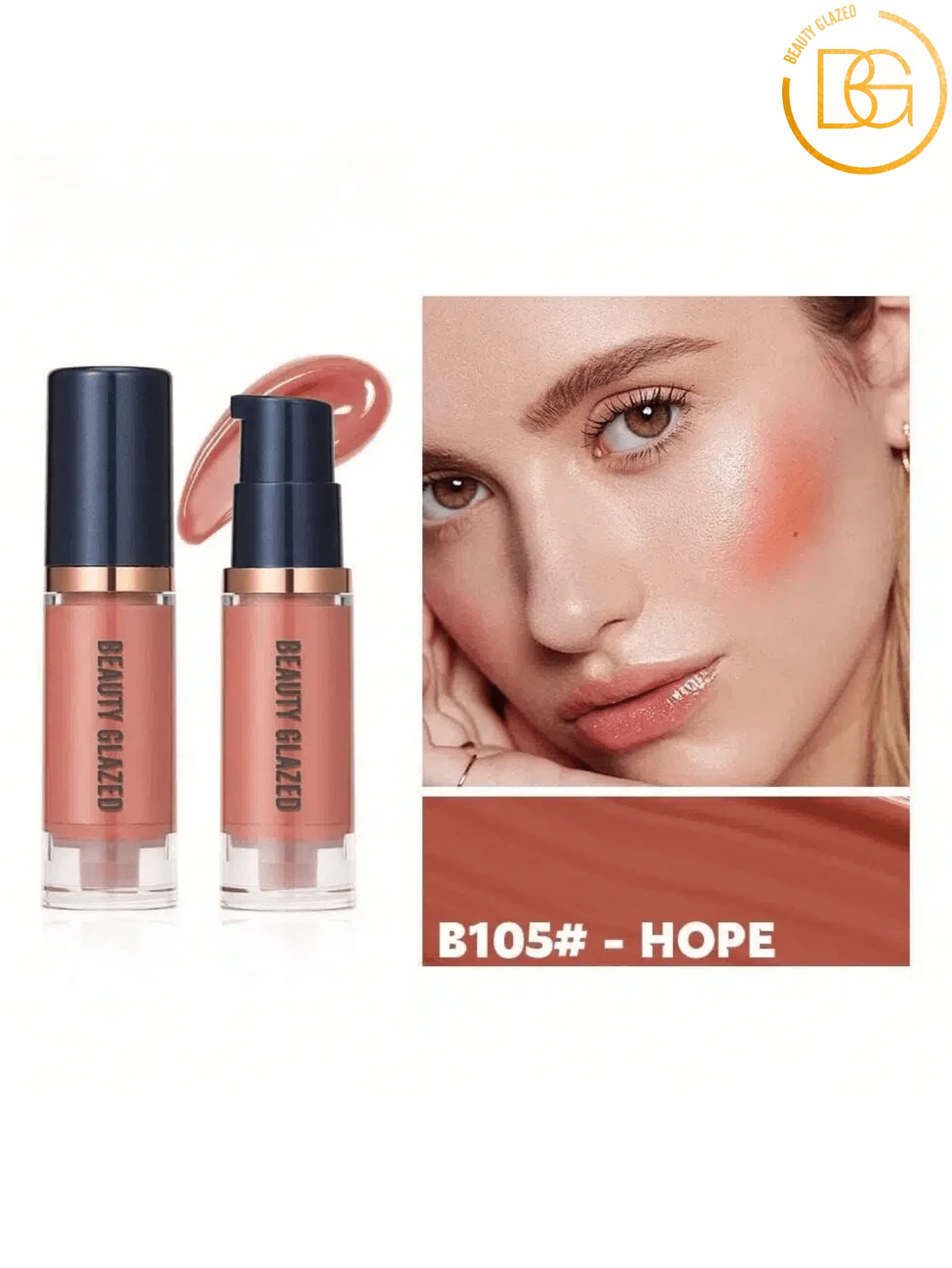 beauty glazed Velvet Texture Lightweight Natural Waterproof Long-Lasting Liquid Blush, Suitable For Cheeks, Eyes And Lips - #105 - View 1