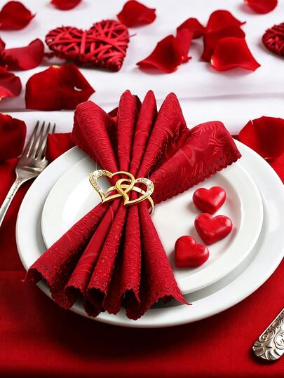 2-12pcs Heart Shaped Napkin Rings For Table Decoration, Suitable For Dinner, Party, Wedding, Banquet