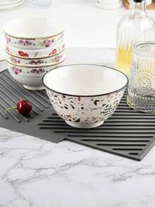 Large Silicone Dish Drying Mat, Heat-Resistant Countertop Trivet, With Raised Ribbed Design, Suitable For Kitchen Sink, Non-Slip Waterproof Cup And Bowl Drying Mat, Dorm Essential - Multicolor - View 4