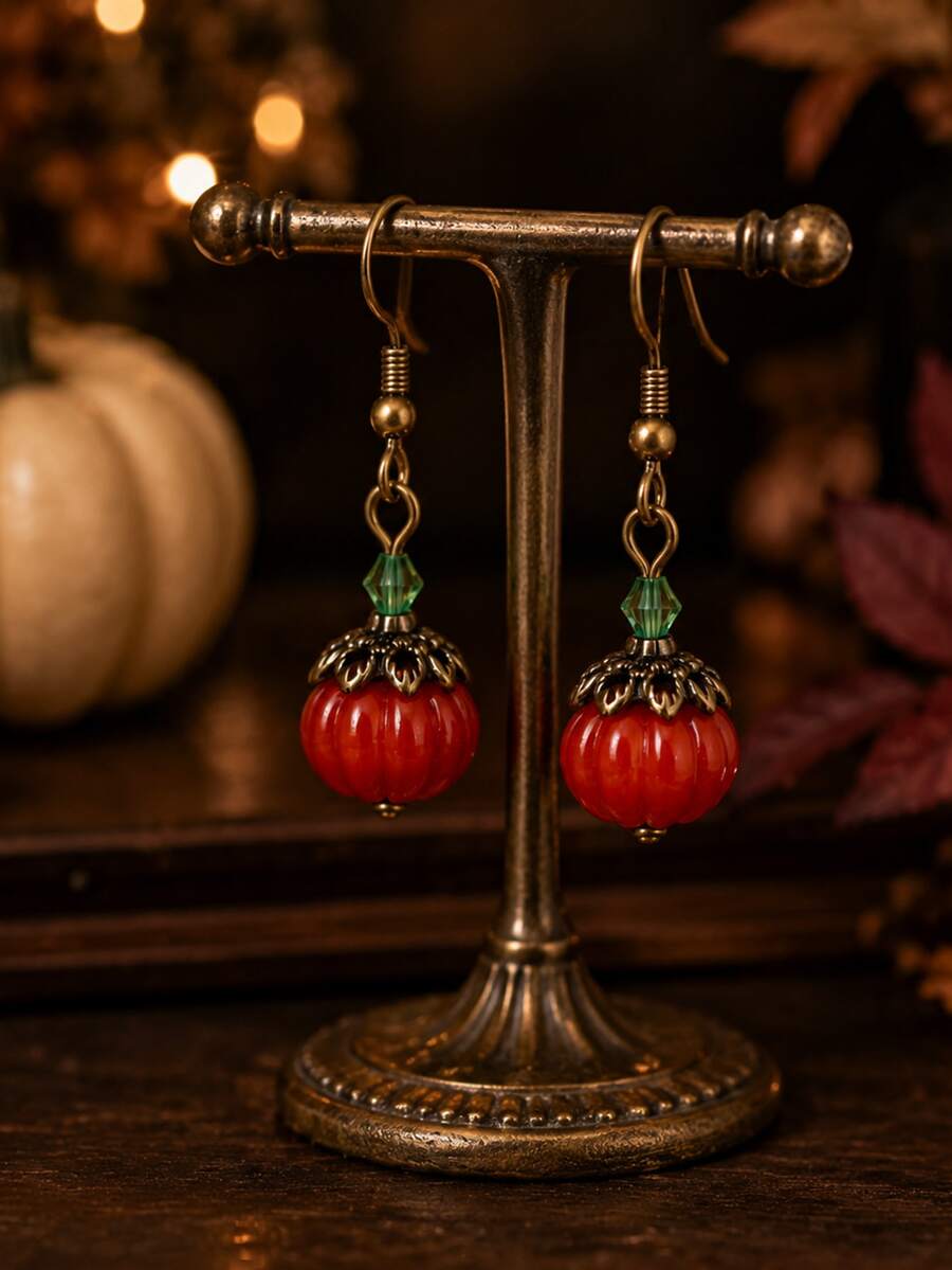Vintage Pumpkin Pendant Earrings, Perfect Gift For Halloween Party, High-End Daily Style Unique Design - Multicolor - View 1