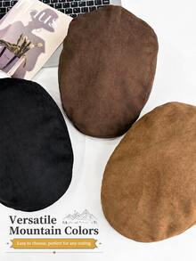 1pc Women's Vintage Suede Newsboy Cap, British Style Flat Cap With Double Rivet Side Adjustable Buckle, Face-Slimming Casual Commuter Travel Hat For Spring, Autumn, Winter - A - View 3