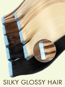 20pcs Tape In Hair Extensions Real Human Hair Extension For Salon Straight Human Hair Extensions Seamless Skin Weft Double Sided Tape Ins Hair Extension Invisible Tape In Hair Extensions - Multicolor - View 10