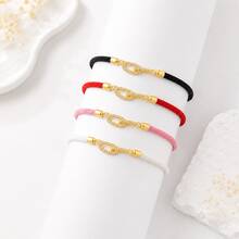1pc New Classic Double Oval Colorful Adjustable Rope Bracelet For Women - Oval - View 3