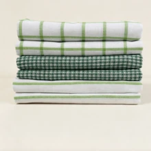 3/6pcs Green & White Mixed Color Kitchen Dish Cloths, Plaid & Vertical Stripe Mixed Design, Reusable Household Dish Towels, Suitable For Daily Home Kitchen Decor - Green - View 8