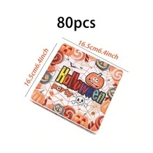 20pcs Halloween Printed Napkins, Pumpkin Skull Spider Web Candy Pattern Napkins, Suitable For Holiday Party Restaurant Table Decoration - - Compatible With Halloween Decorations - Horror Theme Tableware, Holiday Tableware, Trick Or Treat Party Napkins, Theme Event Decoration, Double Layer Paper - Multi-color - View 12