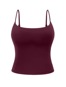TimeOff Women's 1pc Solid Color Spaghetti Strap Backless Padded Cropped Outdoor Running Fitness Tank Top - Purple - View 4