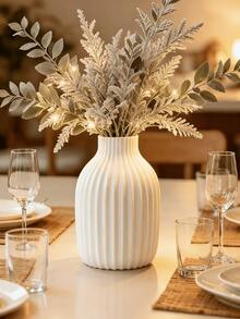 1pc Modern Vertical Textured Vase Minimalist Tabletop Flower Vase Decor - Multicolor - View 2