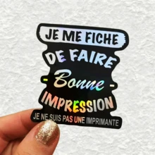Black Background JE ME FICHE DE, Bold & Funny, Waterproof Vinyl Sticker - Durable Smooth Surface, Self-Adhesive Bumper Sticker, Suitable For Cars, Windows, Laptops, Trucks, Water Bottles - Multi-Purpose Durable Design, Car Sticker - Vinyl - View 13