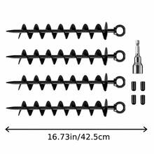 4pcs, 16.73-Inch Heavy-Duty Spiral Ground Anchors, Suitable For Tents, Trampolines, Outdoor Stakes, Garden Posts, And Secure Anchoring - Orange - 4pcs-black - View 7