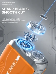 HYUNDAI Portable Mini Electric Shaver | Dual-Head Washable | Type-C Fast Charging Travel Hair Trimmer - Orange - View 3