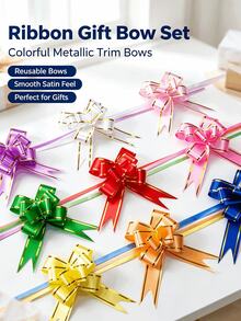 200 Pcs Colorful Pull Bow Gift Ribbons, Decorative Gift Wrap Bows, Plastic Pull String Ribbon For Gift Box Gift Bag Sealing Holiday Party Wrapping Decoration - Multicolor - View 7