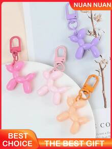10pcs Cute Candy Color Balloon Dog Keychains, Dopamine Resin Dog Pendant, Lobster Clasp Key Ring, Cartoon Animal Charm. Suitable For Bags, Wallets, Pencil Cases, Car Keys, Perfect Gift For Friends, Family And Colleagues (Random Color). - A - View 10