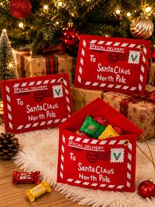 1 Set (50pcs) Christmas Santa Gift Bag Non-Woven Candy Bag, North Pole Letter Pouch, Holiday Party Gift-Giving - One Size - View 2