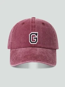 1pc Customized A-Z Letter Washed Vintage Baseball Cap, Burgundy Soft Top Dad Hat, Spring/Autumn Unisex Streetwear Y2K Retro - Burgundy - View 35
