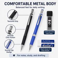 Mechanical Pencil Set, 2 Packs 0.5mm & 0.7mm Metal Mechanical Pencils , Refillable Drafting Pencils For Students, School, Office, Writing & Drawing - Multiple Styles - View 5