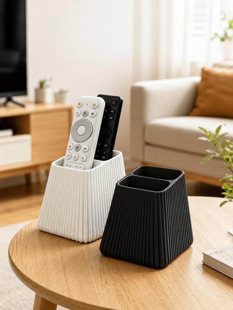 Vertical Striped Remote Control Holder, TV, Air Conditioner And Home Remote Control Decorative Storage Box, Convenient Desktop Organizer, Modern Home Essential, Home Accessories And Living Room Decor - Multicolor - View 1