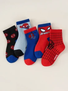 Disney 1/5/10 Pairs Kids Mid-Calf Socks Boys Cartoon Comfortable Breathable Short Socks Perfect As Boys Gift For School Wear And Easter Gift New Spring/Summer - Multicolor - View 5