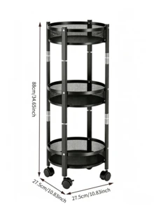 1pc 3-Tier Foldable Mobile Storage Rack - Large Capacity Storage Cart, Rotatable Folding Storage Design, Hollow Mesh Basket, Space-Saving, Stable Structure, Floor-Standing Storage Rack, Suitable For Kitchen, Living Room And Bathroom - Multiple Specifications - View 12