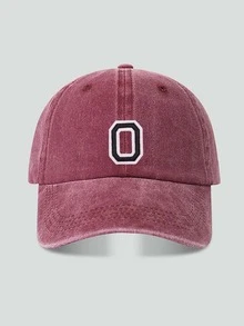 1pc Customized A-Z Letter Washed Vintage Baseball Cap, Burgundy Soft Top Dad Hat, Spring/Autumn Unisex Streetwear Y2K Retro - Burgundy - View 22