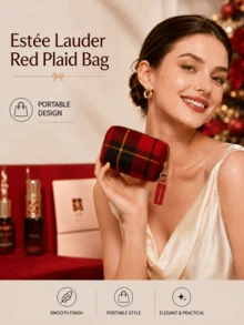 Estée Lauder 紅色迷你化妝包，15*8cm，輕巧便攜，可收納化妝品、保養品與必需品，適合個人使用與送禮 - 彩色 - 查看 3