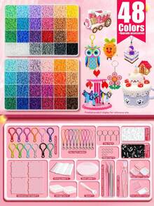 24/96 Colors Hot Melt Beads Creative Handmade Set, Includes Square Board, Multi-Layer Storage Box, Ironing Paper, Colorful Keychains, Decorative Accessories And Hanging Rope, Suitable For DIY Enthusiasts To Make Decorative DIY Puzzles, Easter Applicable - Multicolor - View 14
