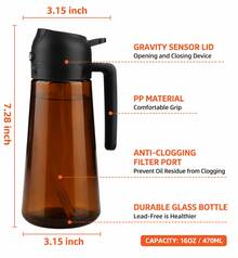 High Grade Olive Oil Dispenser Bottle,Light-Blocking Blocks UV Rays & Preserves Flavor, Dual-Use Spray & Oil Pot,  Light-Proof Label, Splash Proof, Suitable For Kitchen & Outdoor Cooking - Black - View 4