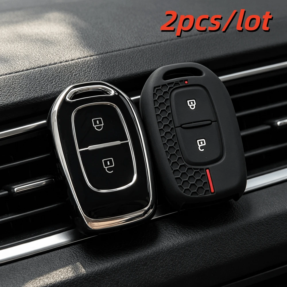 2PCS Durable Key Case Cover For Renault Kwid Traffic Symbol For Dacia Sandero Logan Duster 2016 2017 2018 Smart Key Shell Protector - Multicolor - View 1