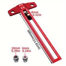 Aluminum Alloy Woodworking Drill Guide, 2-In-1 Positioning Marking Ruler, Multi-Function T-Square With 6/8/10mm Drill Bushings, Non-Electric Precision Positioning Sleeve Set - Multicolor - View 13