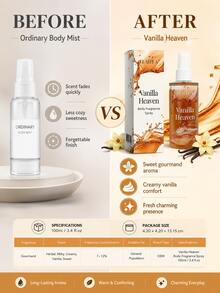 Vanilla Paradise Gourmet Body Mist, Top Notes Creamy Lychee, Middle Notes Vanilla Caramel, Base Notes Sandalwood Amber Musk, Long-Lasting Daily Fragrance 100ml - Multi Scents - View 8