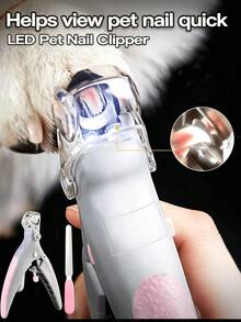 1/2件組貓狗寵物指甲剪，附LED燈與放大鏡，可用於寵物指甲觀察與修剪，含鈕扣電池，精準修剪，防剪到血線，附貓狗指甲锉，指甲剪美容套組，指甲護理工具，爪子美容工具，適合小型與中型貓、狗及小動物指甲修剪與護理 - 彩色 - 查看 2