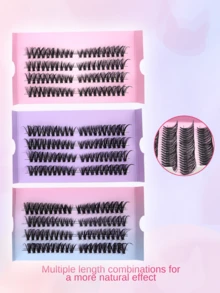 4 Pairs Spiky Lash Clusters, Thick Lash Tufts With Pointed Tips, Wispy Cluster Lash Extensions, D Curl Individual Lashes, 30D/40D/50D/60D Fluffy Lash Clusters, DIY Lash Look, Individual Lashes - View 2