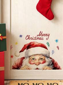 mama look 1pc, Multi-Style, Christmas Decoration Wall Sticker, Santa Claus, Snowman, Reindeer, Gift Box Pattern, PVC Self-Adhesive Removable Wall Sticker, Suitable For Bedroom, Living Room, Kitchen, Dining Room, Bathroom Background Wall, Can Cover Imperfections - Multiple Styles - View 12