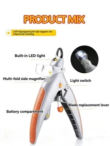 2 piezas Cortauñas para perros, herramientas de aseo, cortador de garras para gatos con luz LED y lupa, lima de uñas para gatos y perros, set de cortauñas para aseo, herramientas de cuidado de uñas, herramientas de recorte de patas, adecuado para el recorte y cuidado de uñas de gatos, perros, conejos y hámsters - Multicolor - Ver 7