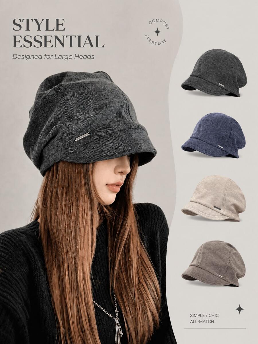 1pc Women's Oversized Crinkled Washed Texture Bucket Hat, Deep Brim Face-Slimming Casual Sun Hat, Versatile Streetwear Hat For Spring, Autumn, Winter, Commuting, Travel And Outdoor
