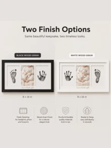 Baby Hand And Footprint Kit, Wooden Photo Keepsake Frame, Ink‑Less Print Pads For Newborn, Baby Shower Memory Souvenir Gift For Boys Girls New Parents - Multicolor - View 9