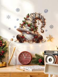 mama look 1pc, Multi-Style, Christmas Decoration Wall Sticker, Green Santa Claus, Christmas Puppet, Elf Standing In A Row, Deer Christmas Series Sticker, PVC Self-Adhesive Removable Wall Sticker, Suitable For Bedroom, Living Room, Study, Dining Room, Bathroom, Home Wall Decoration, Door Sticker/Toilet Sticker - Multiple Styles - View 5