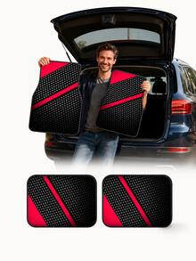 4pcs Universal Car Floor Mats Set, Black & Red Textured Non-Slip Car Floor Mats, Wear-Resistant & Easy To Clean Front And Rear Mats, Suitable For Sedan, SUV, Truck, All-Season Interior Protection Accessories - A - View 7