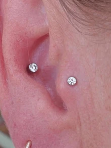 Cubic Zirconia Inlaid Shiny Fake Earrings And Nose Stud Set; Clip-On Earring; Unisex Fashion Accessory - Multicolor - View 7