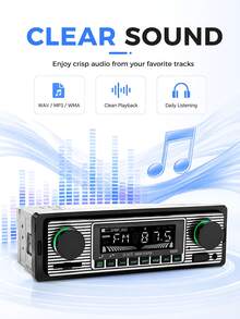1 Din Car Radio Stereo Digital Bluetooth FM Audio Music USB/SD Card Input, With Dashboard AUX Input 12V MP3 Multimedia Player - A - View 9