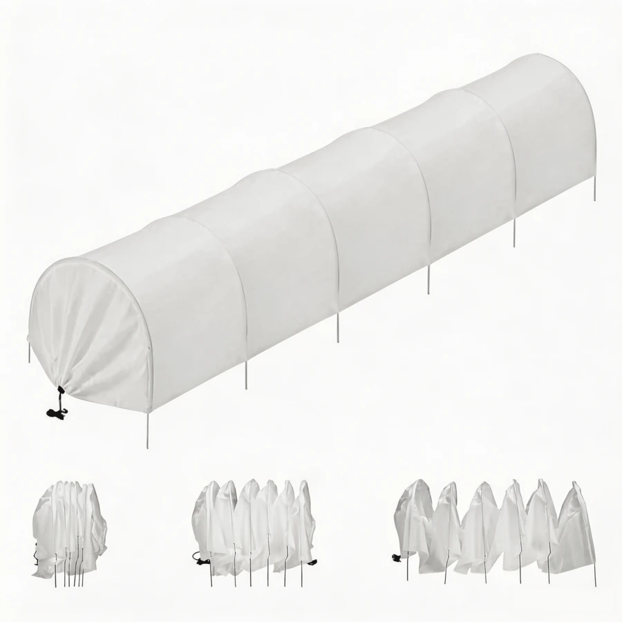 1Pack 10ft Mini Garden Greenhouse Tunnel Net Cover 2 In 1 Portable Frost Cloth Hoop Greenhouse Tunnel Quick-Release Technology Sun Heat Protection For Outdoor Garden - Garden Greenhouse Tunnel - View 1