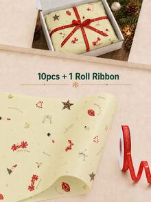 10 Sheets Christmas Light Pattern Tissue Paper, Including Christmas Tree, Candy, Star Patterns - 20" X 14", Handmade Wrapping Paper, Easy To Protect Items, Suitable For Gift Box Filling, Party Decoration - Pear - View 19