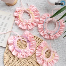 1pc Pet Peach Bobo Bandana Pet Bib Satin Bow Tie Pearl Princess Style Pet Accessory Ruffle Edge Cat Dog Universal - Multicolor - View 7