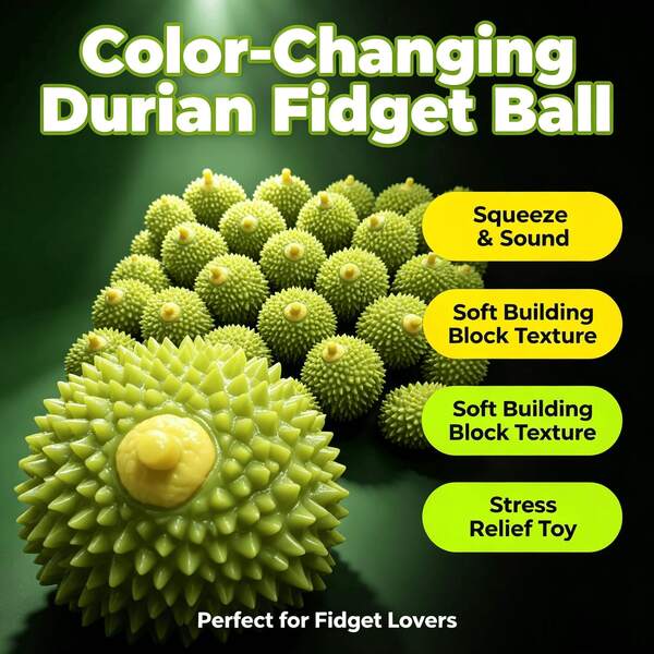 Realistic Fruit Mini Durian Color-Changing Durian Building Block Handmade Ball Squeeze Toy Creative Sound-Activated Realistic Durian Building Block Slow Rebound Gadget Color-Changing Durian Building Block Handmade Ball Caramel Pudding Handmade Ball Finished Product Student Toy Squeaky Building Block Ball Squeeze Toy Octobuddy Wedding Halloween Travel School Travel Essentials Travel Holiday Essentials Birthday School Essentials