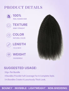 Y WIGS 55g 16-18 Inch Kinky Straight Miracle Knots Hair Feather Crochet Human Hair Natural Color 100% Real Human Hair Extensions Pre-Separated Human Crochet Hair For Knotless Boho Braids Soft, Lightweight, Time Saving Perfect For Beginner - SNatural - View 4