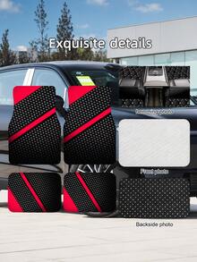 4pcs Universal Car Floor Mats Set, Black & Red Textured Non-Slip Car Floor Mats, Wear-Resistant & Easy To Clean Front And Rear Mats, Suitable For Sedan, SUV, Truck, All-Season Interior Protection Accessories - A - View 10