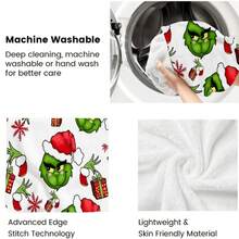The Grinch بطانية فلانيل خضراء بتصميم وحش، بطانية فلانيل ناعمة ودافئة وسميكة للشتاء، بطانية قيلولة مكتبية بتصميم شخصية كرتونية أنمي لطيفة، بطانية دافئة للتخييم في الهواء الطلق، بطانية مرتبة دافئة للشتاء، بطانية أريكة، بطانية سفر، بطانية سرير، بطانية تكييف هواء، بطانية شال دافئة لمقعد السيارة، هدية عيد الميلاد للعائلة والأصدقاء، زي هالوين - متعدد الألوان - مشاهدة 9